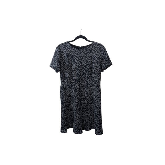 2 For $30 Ann Taylor LOFT Black And Gray Knit Dress Size 10 Scalloped Print - Picture 3 of 10